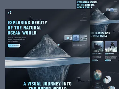 Natu - Nature Exploring Landing Page diver explore hill ice hill landing page minimal natural nature nature beauty ocean beauty photography sea beauty ui underworld ux web web design website