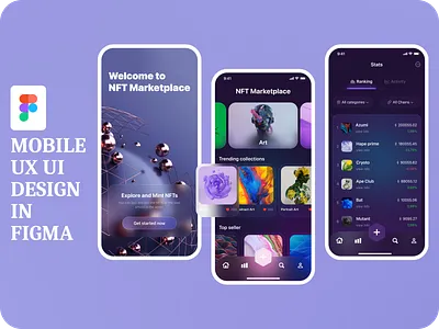 NFT APP DESIGN app design blockchain design illustration nft social media post design ui ux ui design web design