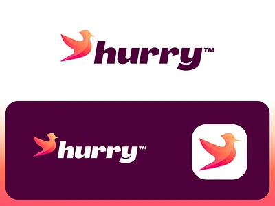 Hurry - Logo Design animal logo bird branding creative logo delivery fast fire flame food gradient logo hurry identity design location logo logo design modern logo speed startup logo visual identity design