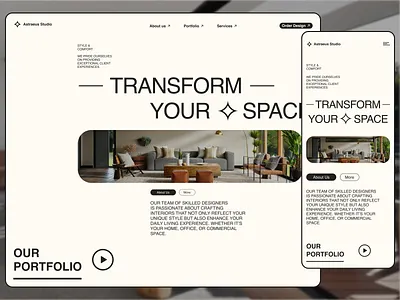 Interior Design Studio Hero Page branding design graphic design illustration interior interior design studio landing landing page logo ui ui design ux web design