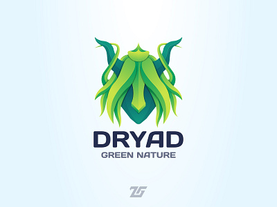 Dryad "Green Nature" 3d amazing logo art awesome logo branding colorful creative design devil fantasy gradient logo graphic design green human identity illustration logo logos modern nature