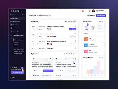 Language learning platform Dashboard app branding dashboard graphic design logo ui ux