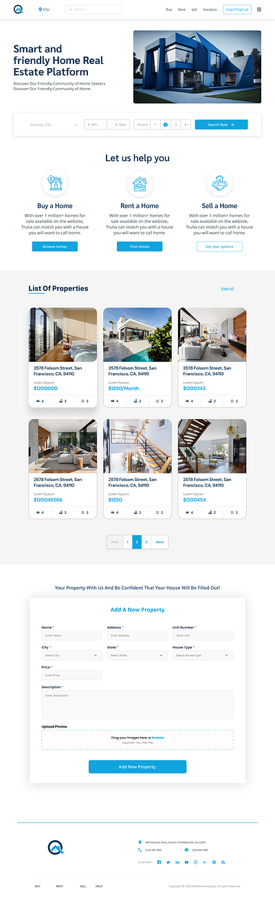 Home real estate platform landing page