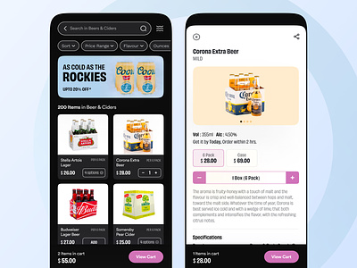 Alcohol Delivery - List & Detail Page app beer cigarette drizly grubhub instacart liquor minibar mixers mobile online store postmates saucey shop spirits tobacco uber eats ui ux wine