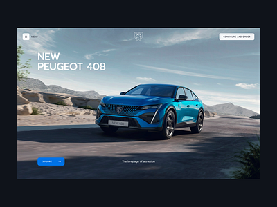 Peugeot Website Concept auto blue car concept hero layout minimal peugeot screen web