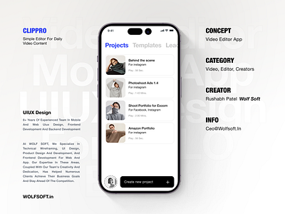 Video Projects in Clippro ai branding clips content creator create project design ecommerce editing editor graphic design home page illustration landing page logo mobile presentation project list recent project uiux video