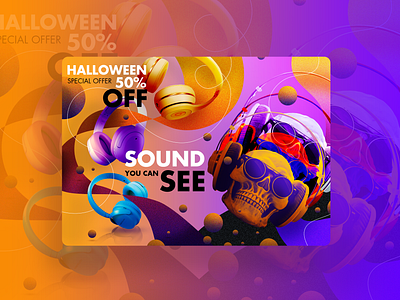 Halloween Headphones Banner branding design graphic design illustration vector