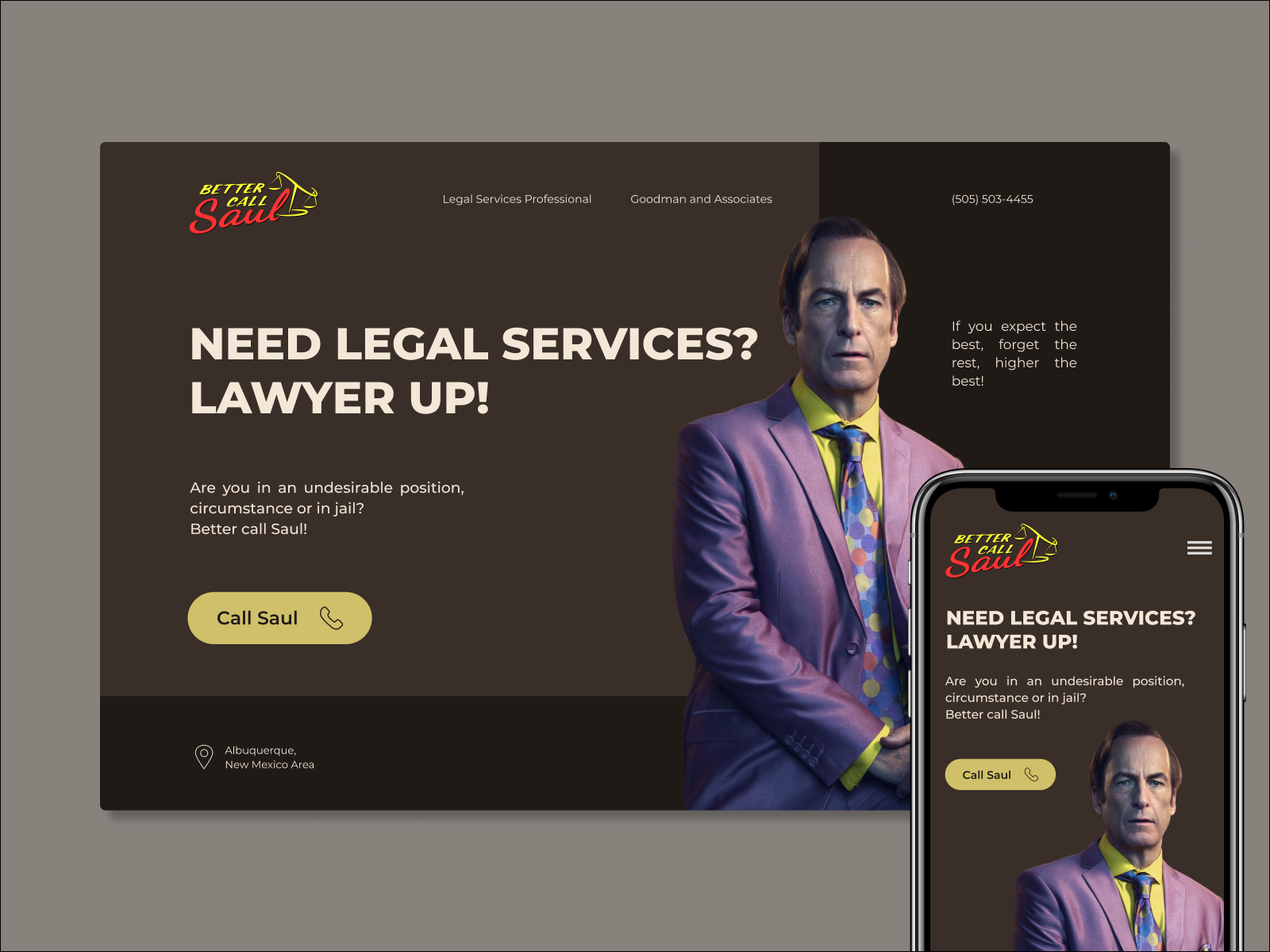 If Saul Goodman had a website / Mobile version by Ekaterina Barazduk on