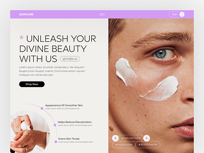 Beauty Products Web Site Design: Landing Page beauty beauty clinic cosmetic cosmetics ecommerce header homepage landing page makeup skin skin care skincare spa web website website design