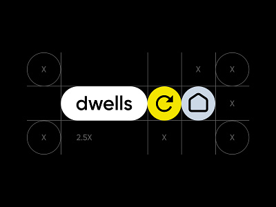 DWELLS Residence Branding: check the description black brand branding business case design house housing icon logo logo design logotype project real estate rent rental service white yellow