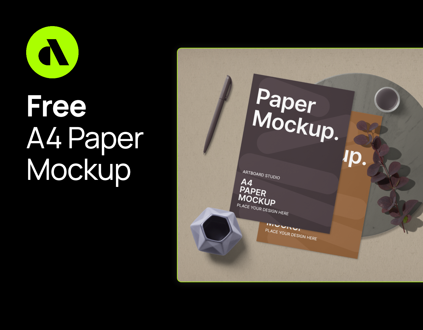 Free Paper Mockup With Decorative Items a4 paper mockup artboard studio brand identity branding branding mockups design free free mockup free paper mockup graphic design illustration mockup paper mockup