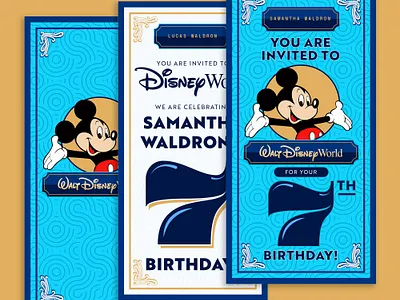 Custom Disney World Tickets birthday branding design disney disney world futura graphic design illustration invitations logo mickey mouse pattern plane ticket print tickets typography vector