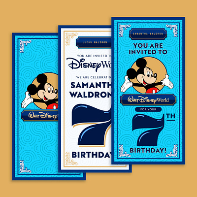 Custom Disney World Tickets birthday branding design disney disney world futura graphic design illustration invitations logo mickey mouse pattern plane ticket print tickets typography vector