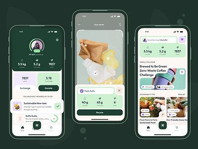 ♻️ Recycle challenge app app branding eco figma illustration logo minimal recycle ui ui design