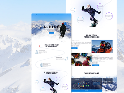 Landing Page for Snowboard School in the Alps alps design concept italy landing page snowboard snowboard school ui