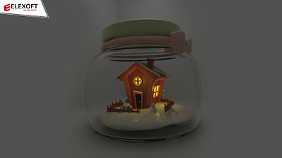 3D house in glass jar 3d 3ddesign 3dmodeling animation augmentedreality autodesk maya blender cgi characterdesign industrialdesign lighting maya motion graphics productdesign prototyping render simulation texturing unreal engine virtualreality