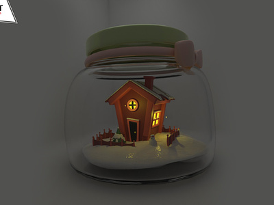 3D house in glass jar 3d 3ddesign 3dmodeling animation augmentedreality autodesk maya blender cgi characterdesign industrialdesign lighting maya motion graphics productdesign prototyping render simulation texturing unreal engine virtualreality