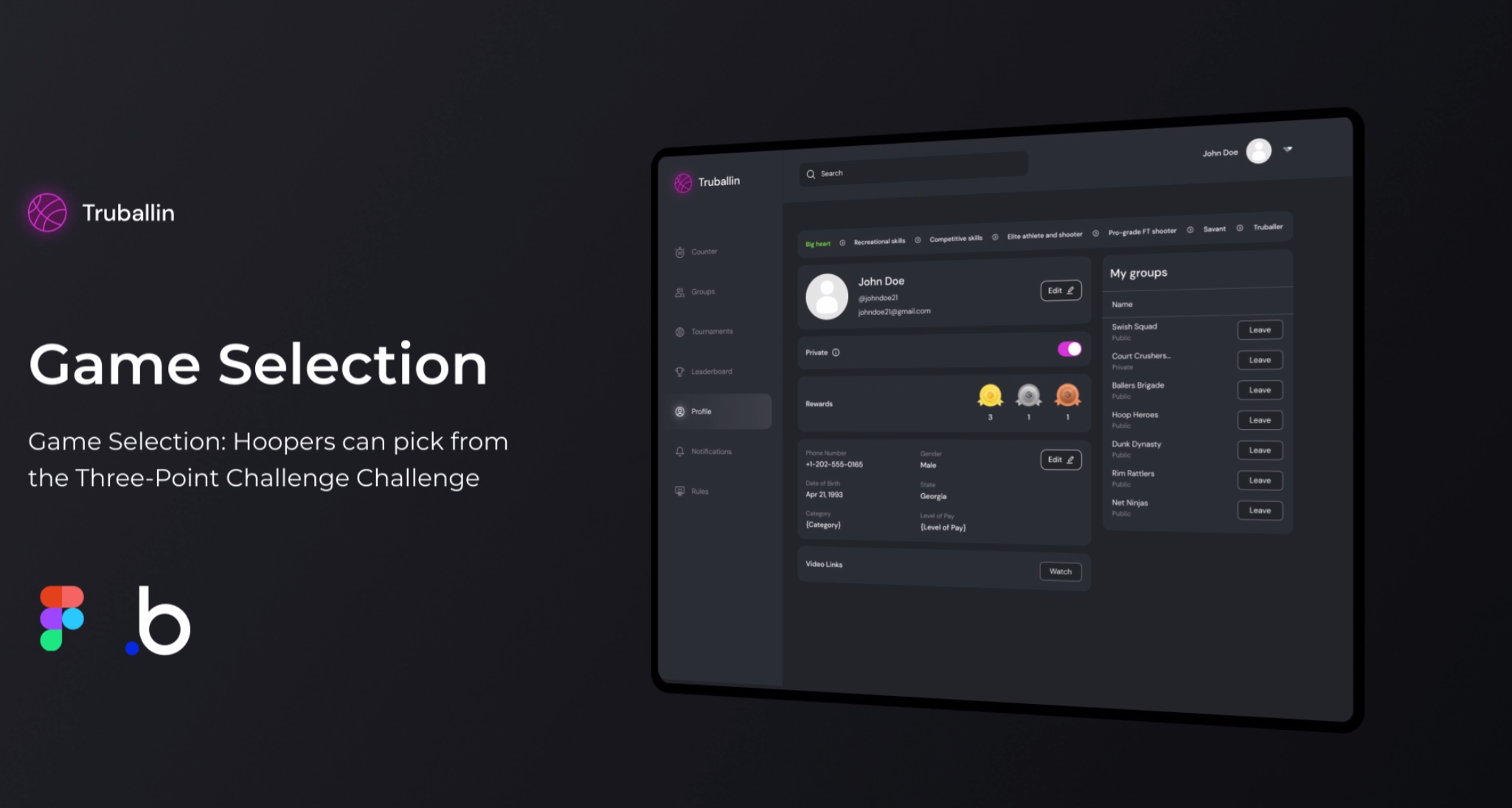 Game selection: Login, Groups, Tournaments, Leadership Board app dashboard design game groups leadership board sports tournaments ui user accounts ux uxui web design website