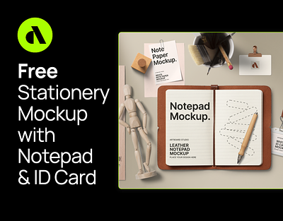 Free Stationery Mockup With Notepad And ID Card artboard studio branding design free free mockup free stationery mockup graphic design id card id card mockup illustration mockup notepad notepad mockup stationery design stationery mockup