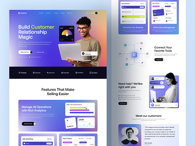 Crisme CRM - SaaS Landing Page colorful web crm crm tool crm website customer landing page saas saas design saas ui saas website saas website design sales software deisgn web web design website design