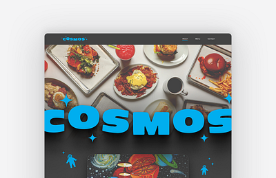 Cosmos Cafe landing page 8pt grid astronauts branding cafe cafe landing page cafe marketing page cafe website design digital design food food menu graphic design instagram section landing page planets space theme stars typography ui ux