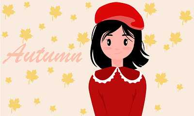 Autumn flat vector illustration adobe illustrator autumn branding design girl graphic design illustration leaves logo red color seasons typography ui ux vector