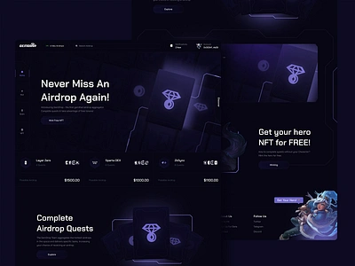 Crypto Airdrops Platform 💎 agency airdrops animation app branding card crypto finance gem landing page logo menu minimal minimalism motion motion graphics ui ux web web app