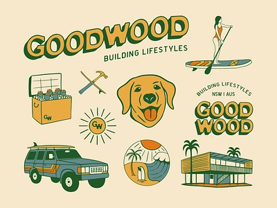 Coastal Lifestyle Brand Identity And Graphics Kit australia brand brand design brand identity branding coastal design graphic design graphics kit hand drawn icons illustration logo surf typography