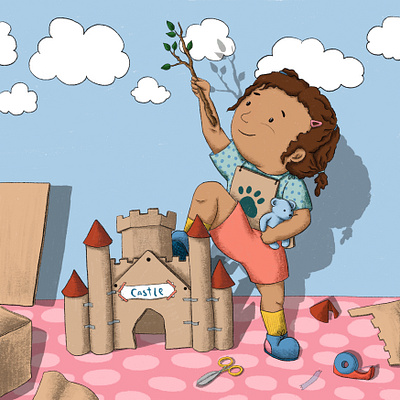 Cardboard castle carboard castle castle children children illustration digital fun illustration kids