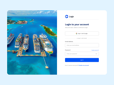Vacation Agency - Login Page Design cruise login login page ship sign in sign in page ui vacation agency