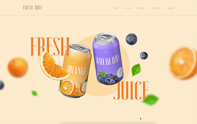 Fresh juice | Concept of the main screen animation design e commerce figma graphic design spline tilda typography ui ux