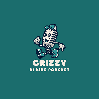 GRIZZY AI KIDS PODCAST LOGO ai branding design graphic design kids logo