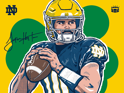 Sam Hartman, Notre Dame QB college football illustration notre dame portrait quarterback