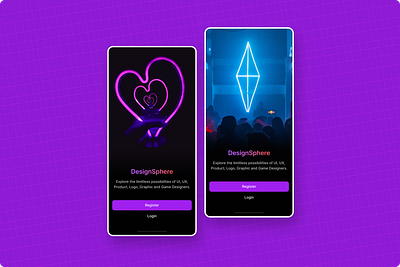 Onboarding Screen UI Design android app design blue color dark theme design figma ios iphone mobile onboard ui design purple ui