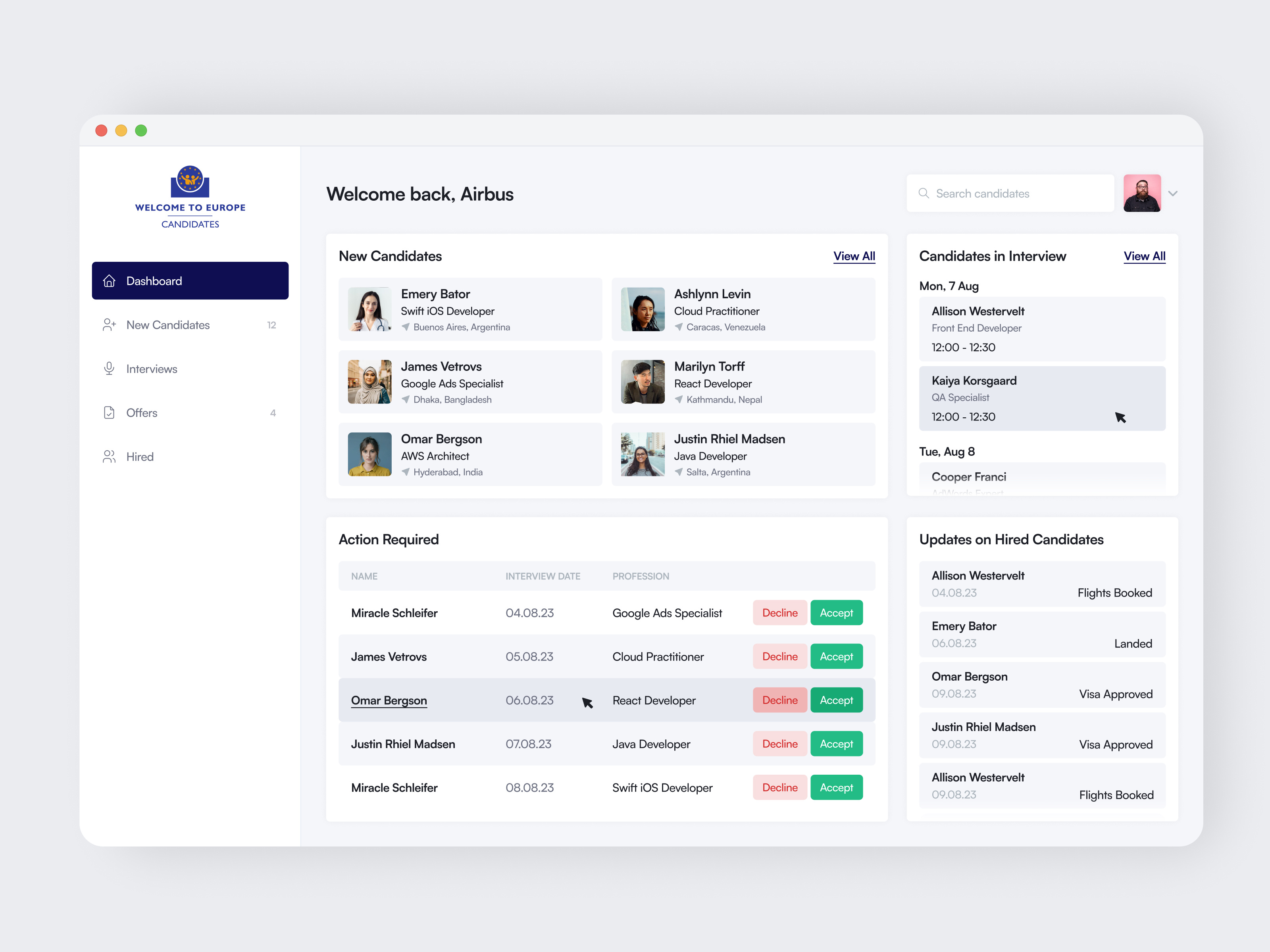 Welcome to Europe - Growing provider of innovative recruitment clean dashboard design flat illustration logo mobile application modern navy blue typography ui ui design user experience user interface ux ux design web web app web application website
