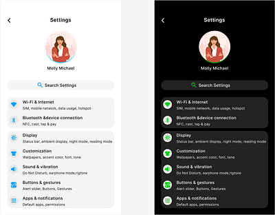 day 7 (settings. Light mode/ dark mode) dailyui dark mode figma light mode mobile settings ui