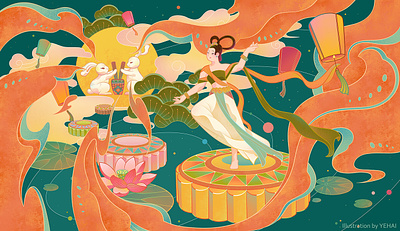 Moon Festivals illustration asia chinese illustrator illutration mid autumn festival moon cake packaging illustration tradition