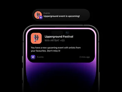 evento® android app artist delivery dynamic dynamic island event ios island message news notification push tickets