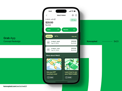 Grab Super-App Web3 Wallet Redesign app assets blockchain crypto crypto wallet funds mobile app mobile ui nft polygon super app superapp uber ui wallet web3 web3 wallet