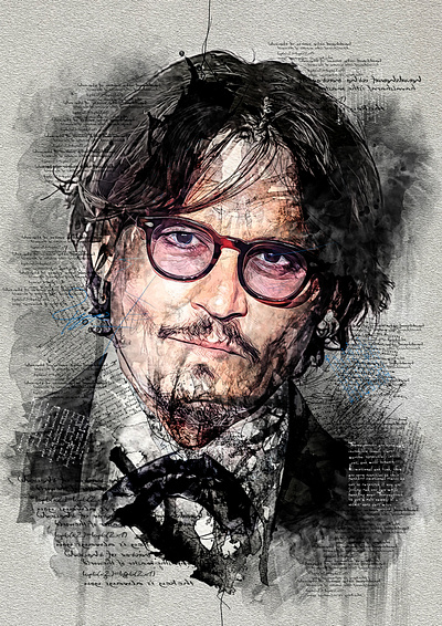 Johnny Depp adobe art artist creative design illustration illustrations illustrazione portrait portrait illustration watercolors