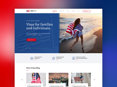 US Visa Center blue design layout red ui usa ux visa web webdesign website