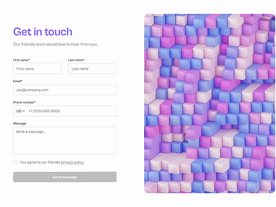 Get in touch Form Interaction 📨 animation button interaction contact us conversion form figma form get in touch get started gif join us lottie file minimal modern pink prototype purple text fields ui form webdesign website ui