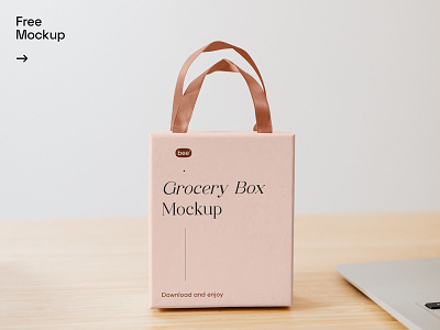 Free Small Grocery Box Mockup box brand branding design gift identity illustration label logo pacakging paper print design stationery