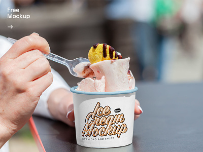 Free Ice Cream Cup Mockup brand branding cup design food ice cream cup ide cream identity illustration label packaging paper paper cup print design stationery