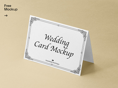 Free Folded Wedding Card Mockup brand branding brochure card design flyer folded identity illustration label leaflet logo paper print design stationery wedding card