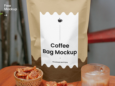 Free Standing Coffee Bag Mockup bag brand branding coffee design identity illustration label logo packaging paper print design stationery