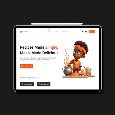 Meal cooking and planning app branding cooking design food graphic design graphics hero section illustration meal mockup os product design simple smart watch tablet ui uiux ux watch os web