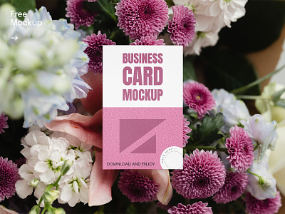 Free Business Card in Flowers Mockup brand branding business card card corproate design flowers identity illustration label logo paper print design stationery vertical