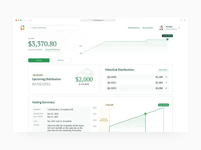 Vesting Schedule (Profit-sharing B2B) admin ai dashboard design enterprise finance fintech investing minimal money product design profit share saas software ui ux ux design vesting web app