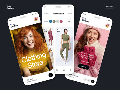 Online Clothes App app beauty branding clothes dress fashion girls graphic design logo men mobile app shop store ui ux winter wear women
